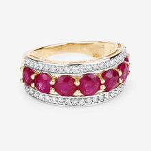 Load image into Gallery viewer, 3.24 Carat Genuine Ruby and White Diamond 14K Yellow Gold Ring