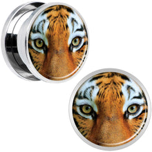 Load image into Gallery viewer, Full Color Tiger Eyes Steel Screw Fit Plug Set 5/8
