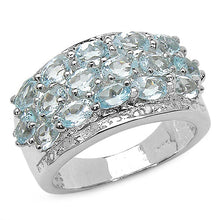 Load image into Gallery viewer, 3.24 Carat Genuine Blue Topaz & White Topaz .925 Sterling Silver Ring