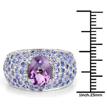 Load image into Gallery viewer, 4.21 Carat Genuine Amethyst and Tanzanite .925 Sterling Silver Ring