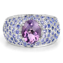 Load image into Gallery viewer, 4.21 Carat Genuine Amethyst and Tanzanite .925 Sterling Silver Ring