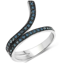 Load image into Gallery viewer, 0.46 Carat Genuine Blue Diamond .925 Sterling Silver Ring