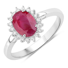 Load image into Gallery viewer, 1.58 Carat Genuine Ruby and White Diamond 10K White Gold Ring