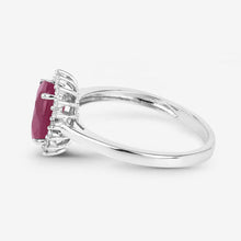 Load image into Gallery viewer, 1.58 Carat Genuine Ruby and White Diamond 10K White Gold Ring