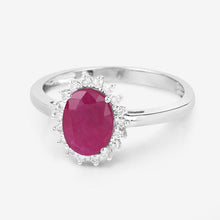Load image into Gallery viewer, 1.58 Carat Genuine Ruby and White Diamond 10K White Gold Ring