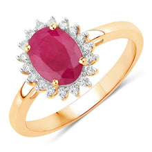 Load image into Gallery viewer, 1.58 Carat Genuine Ruby and White Diamond 10K Yellow Gold Ring