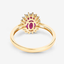 Load image into Gallery viewer, 1.58 Carat Genuine Ruby and White Diamond 10K Yellow Gold Ring