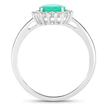 将图片加载到图库查看器,1.34 Carat Genuine Zambian Emerald and White Diamond 10K White Gold Ring
