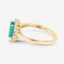 Load image into Gallery viewer, 1.34 Carat Genuine Zambian Emerald and White Diamond 10K Yellow Gold Ring