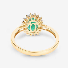 Load image into Gallery viewer, 1.34 Carat Genuine Zambian Emerald and White Diamond 10K Yellow Gold Ring