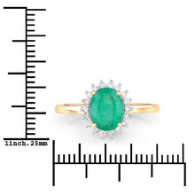 Load image into Gallery viewer, 1.34 Carat Genuine Zambian Emerald and White Diamond 10K Yellow Gold Ring
