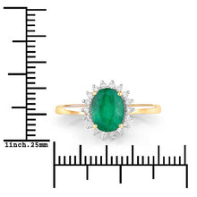 Load image into Gallery viewer, 1.34 Carat Genuine Zambian Emerald and White Diamond 14K Yellow Gold Ring