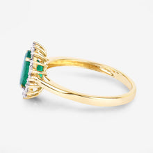 Load image into Gallery viewer, 1.34 Carat Genuine Zambian Emerald and White Diamond 14K Yellow Gold Ring