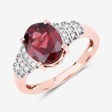 Load image into Gallery viewer, 2.87 Carat Genuine Rhodolite and White Diamond 14K Rose Gold Ring