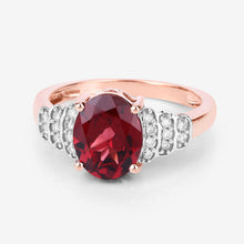 Load image into Gallery viewer, 2.87 Carat Genuine Rhodolite and White Diamond 14K Rose Gold Ring