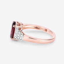 Load image into Gallery viewer, 2.87 Carat Genuine Rhodolite and White Diamond 14K Rose Gold Ring