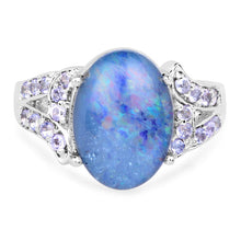 Load image into Gallery viewer, 4.12 Carat Genuine Triplet Opal and Tanzanite .925 Sterling Silver Ring