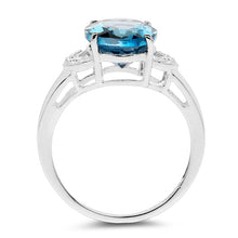 Load image into Gallery viewer, 4.26 Carat Genuine London Blue Topaz & White Topaz .925 Sterling Silver Ring