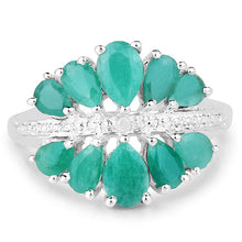 Load image into Gallery viewer, 2.21 Carat Genuine Emerald and White Diamond .925 Sterling Silver Ring