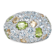 将图片加载到图库查看器,11.38 Carat Genuine Peridot, Citrine and Blue Topaz .925 Sterling Silver Ring