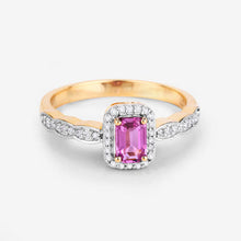 将图片加载到图库查看器,0.80 Carat Genuine Pink Sapphire and White Diamond 14K Yellow Gold Ring