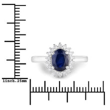 Load image into Gallery viewer, 1.73 Carat Genuine Blue Sapphire and White Diamond 14K White Gold Ring