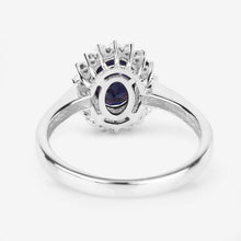 Load image into Gallery viewer, 1.73 Carat Genuine Blue Sapphire and White Diamond 14K White Gold Ring