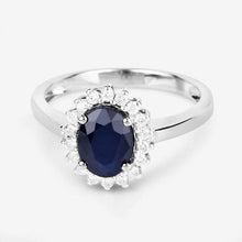 Load image into Gallery viewer, 1.73 Carat Genuine Blue Sapphire and White Diamond 14K White Gold Ring