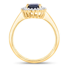 Load image into Gallery viewer, 1.73 Carat Genuine Blue Sapphire and White Diamond 14K Yellow Gold Ring