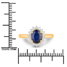 Load image into Gallery viewer, 1.73 Carat Genuine Blue Sapphire and White Diamond 14K Yellow Gold Ring