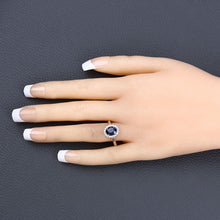 Load image into Gallery viewer, 1.73 Carat Genuine Blue Sapphire and White Diamond 14K Yellow Gold Ring