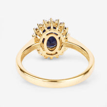 Load image into Gallery viewer, 1.73 Carat Genuine Blue Sapphire and White Diamond 14K Yellow Gold Ring