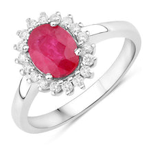 Load image into Gallery viewer, 1.64 Carat Genuine Ruby and White Diamond 14K White Gold Ring