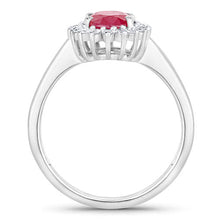 Load image into Gallery viewer, 1.64 Carat Genuine Ruby and White Diamond 14K White Gold Ring