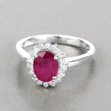 Load image into Gallery viewer, 1.64 Carat Genuine Ruby and White Diamond 14K White Gold Ring