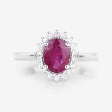 Load image into Gallery viewer, 1.64 Carat Genuine Ruby and White Diamond 14K White Gold Ring