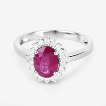 Load image into Gallery viewer, 1.64 Carat Genuine Ruby and White Diamond 14K White Gold Ring