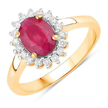 Load image into Gallery viewer, 1.64 Carat Genuine Ruby and White Diamond 14K Yellow Gold Ring