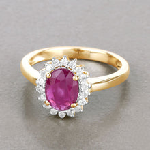 Load image into Gallery viewer, 1.64 Carat Genuine Ruby and White Diamond 14K Yellow Gold Ring