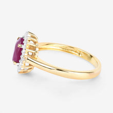 Load image into Gallery viewer, 1.64 Carat Genuine Ruby and White Diamond 14K Yellow Gold Ring