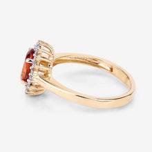 将图片加载到图库查看器,1.87 Carat Genuine Spessartite Garnet and White Diamond 14K Yellow Gold Ring