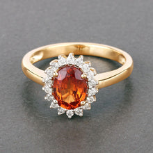 将图片加载到图库查看器,1.87 Carat Genuine Spessartite Garnet and White Diamond 14K Yellow Gold Ring