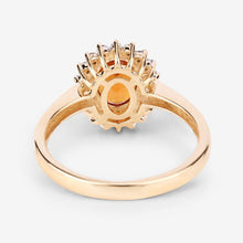 将图片加载到图库查看器,1.87 Carat Genuine Spessartite Garnet and White Diamond 14K Yellow Gold Ring
