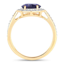 Load image into Gallery viewer, 1.79 Carat Genuine Iolite and White Diamond 14K Yellow Gold Ring