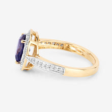 Load image into Gallery viewer, 1.79 Carat Genuine Iolite and White Diamond 14K Yellow Gold Ring