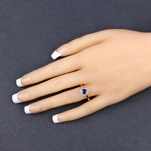 将图片加载到图库查看器,0.73 Carat Genuine Blue Sapphire and White Diamond 14K Yellow Gold Ring