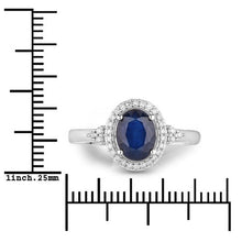Load image into Gallery viewer, 1.70 Carat Genuine Blue Sapphire and White Diamond 14K White Gold Ring