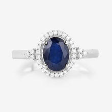 Load image into Gallery viewer, 1.70 Carat Genuine Blue Sapphire and White Diamond 14K White Gold Ring