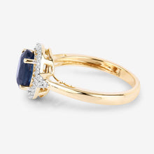 Load image into Gallery viewer, 1.70 Carat Genuine Blue Sapphire and White Diamond 14K Yellow Gold Ring