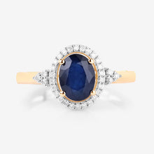 Load image into Gallery viewer, 1.70 Carat Genuine Blue Sapphire and White Diamond 14K Yellow Gold Ring
